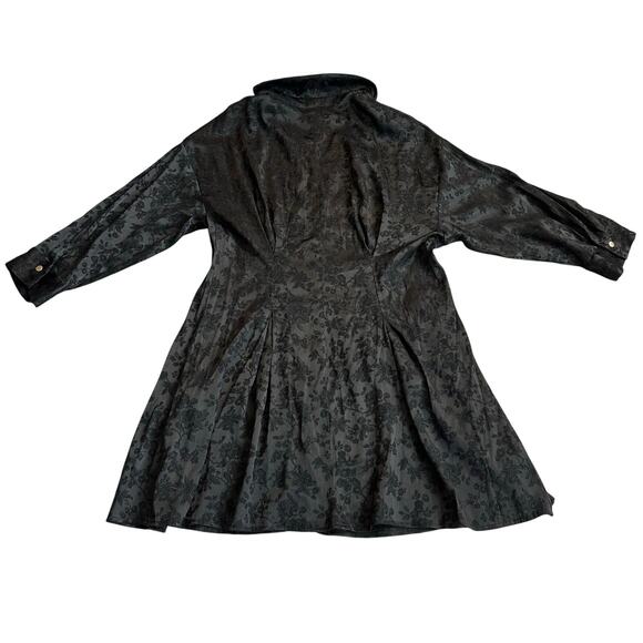 Zara Black, Jacquard, 3/4 Sleeves, V-Neck, Button Down Mini Shirt Dress- L - Picture 3 of 11